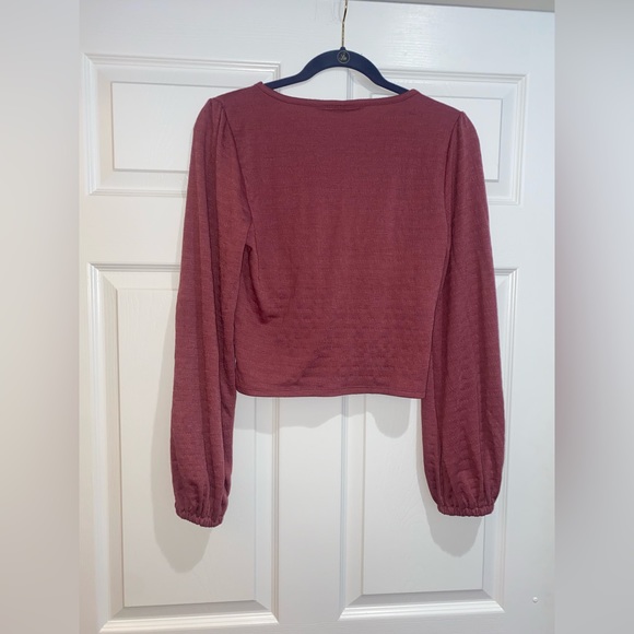 Deep pink, cropped sweater with gathered front detail - Picture 5 of 5